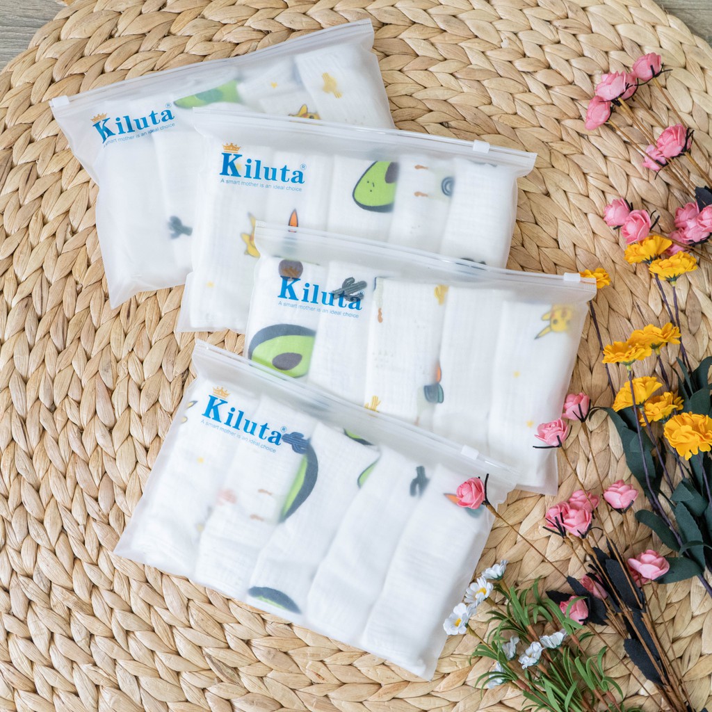 Set 5 khăn sữa sợi tre cho bé Kiluta